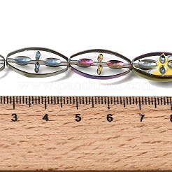 電気メッキ透明ガラスビーズ連売り  馬の目  カラフル  19.5x9.5x3.3mm  穴：1mm  約20個/連  15.75''（40センチメートル）&nbsp;GL-CBA98F0-08D