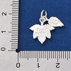 スターリングシルバーのメープルリーフチャーム925個  丸カン＆スタンプ925個付き  銀  12.5~14.5x5.5~13x1.5mm  穴：3mm&nbsp;STER-G045-07S