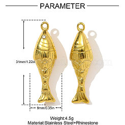 304 Stainless Steel Rhinestone Pendants&nbsp;STAS-OY003-92G