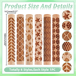 6Pcs 6 Styles Wooden Rolling Pin&nbsp;BAKE-HY0001-01B