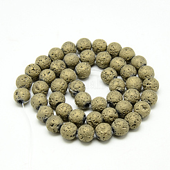 Electroplate Natural Lava Rock Beads Strands&nbsp;G-T058-03D-6MM