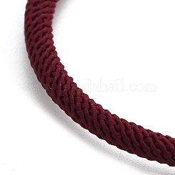 コットンコードブレスレット  真鍮のパーツと  ゴールドカラー  暗赤色  8-1/2インチ（21.5cm）〜9インチ（23cm）&nbsp;BJEW-F360-B29