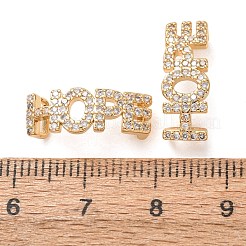 Brass Micro Pave Clear Cubic Zirconia Word HOPE Links Connector Charms&nbsp;KK-K002-32G-G