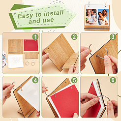 3 Inch Rectangle Wooden Cover Scrapbook DIY Binder Photo Album&nbsp;DIY-WH0349-306A