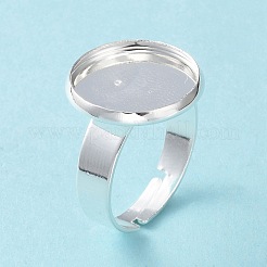 Adjustable 201 Stainless Steel Finger Rings Components&nbsp;STAS-G187-01S-14mm