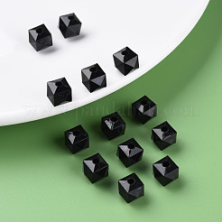 不透明なアクリルビーズ  多面カット  正方形  ブラック  10x10x9mm  穴：2mm  約1068個/500g&nbsp;MACR-S373-112B-A01
