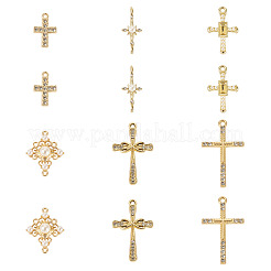 12Pcs 6 Styles Cross Alloy Rhinestone & Plastic Pearl Pendants & Link Findings Kits&nbsp;FIND-TA0007-90