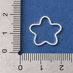 真鍮製フレームコネクター  鉛フリー＆カドミウムフリー  スター  925銀メッキ  15.5x16x1mm  内径：12.5x14.5mm&nbsp;KK-K383-09G-S