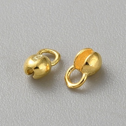 スターリングシルバーコードエンド925本  折りたたみ式カシメエンドパーツ  ゴールドカラー  5x3mm  穴：1.4mm  内径：3mm&nbsp;DIY-WH0888-126A-G