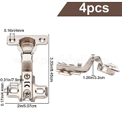 鉄製ヒンジ4個  ワードローブドアアクセサリー  ステンレス鋼色  84.5x50.7x32mm  穴：4mmと4.4x7.9mm&nbsp;FIND-GF0002-41