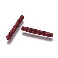 樹脂粘土ラインストーンチューブビーズ  真鍮パーツ  ミックスカラー  35~35.5x5~5.5mm  穴：2.5mm&nbsp;RB-L080-M