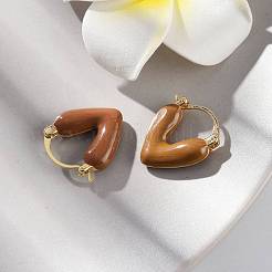 Brass Heart Hoop Earrings&nbsp;EJEW-R013-03G