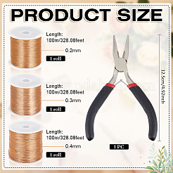 3 Rolls 3 Sizes Round Copper Wire&nbsp;CWIR-BC0001-66
