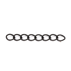 イオンプレーティング(IP) 304 ステンレススチールカーブチェーンエクステンダー  電気泳動黒  25mm  リンク：4x3x0.5mm&nbsp;STAS-WH0032-02B-EB