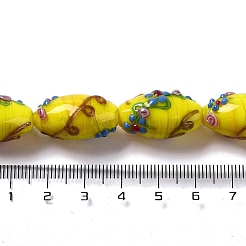 手作りランプワークビーズ  ライスウィットフラワー  きいろ  23x12~13mm  穴：1.6mm&nbsp;LAMP-J089-D04-A