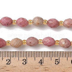 天然石ロードナイトビーズ連売り  多面カット  ライス  シードビーズで  7.5~8x6~7.5mm  穴：0.8~1mm  約36~40個/連  15.55~15.75''（39.5~40センチメートル）&nbsp;G-F809-A20-01