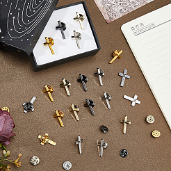 24Pcs 4 Colors Cross Alloy Lapel Pin Backs for Backpack Clothes&nbsp;JEWB-FH0002-99