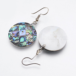 Abalone Shell/Paua Shell Dangle Earrings&nbsp;EJEW-F147-C13