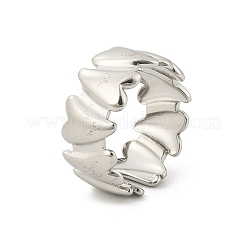 Heart 304 Stainless Steel Open Cuff Rings for Women&nbsp;RJEW-G338-19P