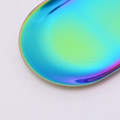 ステンレス製トレイ  収納トレー  化粧品ジュエリーオーガナイザー  オーバル  虹色  229x95x9.5mm&nbsp;LS-STAS-WH0018-13B-M