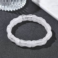 竹製の天然水晶ビーズを使用した伸縮性ブレスレット（男女兼用）  内径：2.36インチ（6cm）&nbsp;BJEW-K304-01L