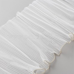 ゴールドエッジ付きポリエステルプリーツリボン  花束の装飾  洋服アクセサリー  ホワイト  11インチ（280mm）  約4.37ヤード（4m）/ pc&nbsp;OCOR-WH0058-78