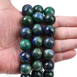 天然クリソコラとラピスラズリビーズ連売り  ラウンド  16~16.5mm  穴：1.6mm  約24~25個/連  15.35~15.94インチ（39~40.5cm）&nbsp;G-L648-A12-16mm