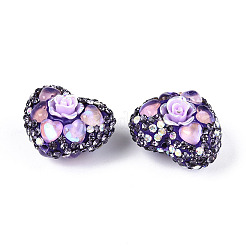 Heart Shape Polymer Clay Pave Rhinestone Beads&nbsp;RB-T018-03A