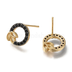 Rack Plating Brass Micro Pave Cubic Zirconia Stud Earring&nbsp;EJEW-C101-09G