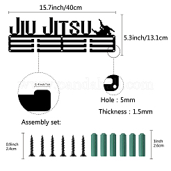 Word JIU JITSU Fashion Iron Medal Hanger Holder Display Wall Rack&nbsp;ODIS-WH0021-038