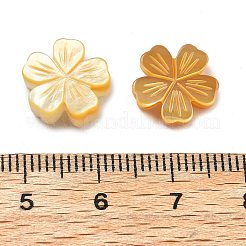 天然の黄色い貝殻の彫刻ビーズ  花  11.5~12x12x2.5~3.5mm  穴：0.8~0.9mm&nbsp;SSHEL-Z002-02C