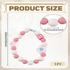 アクリルナイロンロープ携帯ストラップ1個  レッド  230mm  ビーズ：直径15.5mm&nbsp;HJEW-LP0001-92