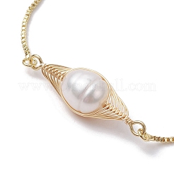 Natural Pearl Link Slider Braceket&nbsp;BJEW-JB10055
