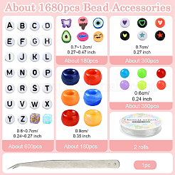 DIY アクリル & ポリマー粘土ビーズブレスレットジュエリー作成キット  ミックスカラー  6~132x0.8~11x0.8~6mm  穴：1.2~3.8mm&nbsp;DIY-YW0010-79
