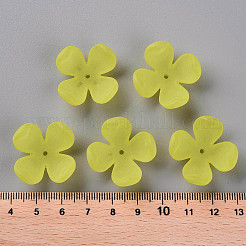 つや消しアクリルビーズキャップ  4花びら  花  きいろ  27x27x11mm  穴：1.8mm  約276個/500g&nbsp;MACR-S371-06A-717