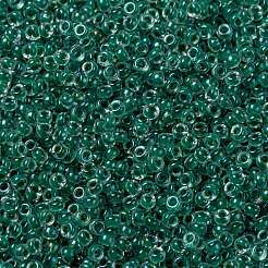 MIYUKIラウンドロカイユビーズ  日本製シードビーズ  （rrhb169)スパークリングフォレストグリーンライニングクリスタルab  15/0  1.5mm  穴：0.7mm  約27777個/50g&nbsp;SEED-X0056-RRHB169