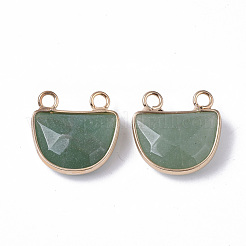 Natural Green Aventurine Semi Circle Pendants&nbsp;G-S359-011B