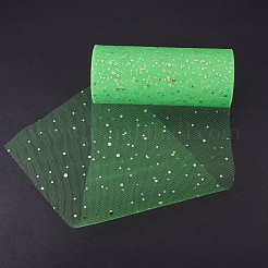 キラキラスパンコールデコメッシュリボン  チュール生地  スカートを作るためのチュールロールスプールファブリック  芝生の緑  6インチ（15cm）  約25ヤード/ロール（22.86メートル/ロール）&nbsp;OCOR-BC0008-51