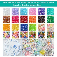 DIY Round & Flat Round with Letters Acrylic & Resin Bracelets Jewelry Making Kits&nbsp;DIY-FS0007-44