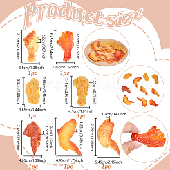 7個7スタイルの樹脂カボション  模造食品  鶏の手羽/鶏もも肉  ミックスカラー  40.5~74.5x35~80x12~22mm  1個/スタイル&nbsp;RESI-NB0002-16