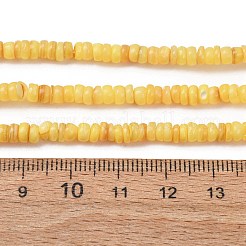 染め天然淡水シェルビーズ連売り  ディスク  ヒシビーズ  きいろ  4~4.5x1~2.5mm  穴：0.6mm  約80~85個/連  7.24''（18.4センチメートル）&nbsp;SH-CBA2978-05B
