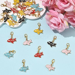 25Pcs 5 Colors Alloy Enamel Airplane Pendant Decorations&nbsp;HJEW-YW00489