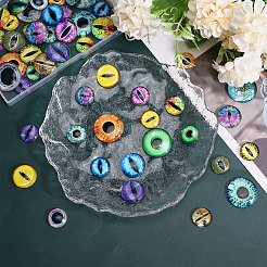 60Pcs 30 Style Luminous Glass Eyes Cabochons&nbsp;GLAA-CA0001-56