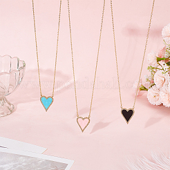 3Pcs 3 Colors Rhinestone Heart Pendant Necklace&nbsp;NJEW-AN0001-69