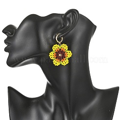 Glass Seed Bead Hoop Dangle Earrings&nbsp;EJEW-MZ00772