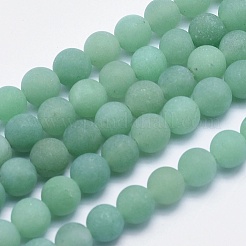 天然石グリーンアベンチュリンビーズ連売り  艶消し  ラウンド  8mm  穴：1mm  約44~47個/連  14.7インチ（37cm）&nbsp;X-G-G748-08-8mm