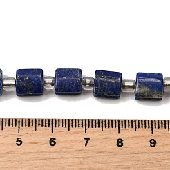 天然石ラピスラズリビーズ連売り  正方形  シードビーズで  8x8x5mm  穴：1mm  約16~17個/連  7.87''~8.07''（20~20.5センチメートル）&nbsp;G-Z087-D01