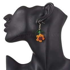 Sunflower Glass Seed Bead with 304 Stainless Steel Dangle Earrings&nbsp;EJEW-MZ00532-01