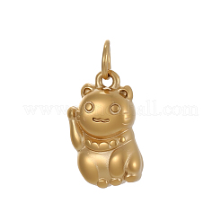 304ステンレススチールチャーム  招き猫の形  イオンプレーティング（ip）  丸カン付き  14KGP本金メッキ  12x7mm&nbsp;STAS-OY009-72G