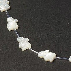パールシェルビーズの天然な白いシェルマザーオブパール  兎  乳白色  10x12x3mm  穴：0.8mm  約20個/連  17.32''（44センチメートル）&nbsp;BSHE-B005-01